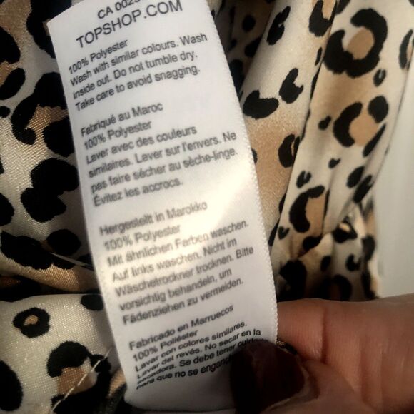 Leopard Print Topshop Cami Top Tiered White Black Brown Spaghetti Strap V-Neck - Picture 3 of 7